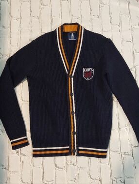 IZOD UNISEX NAVY VARSITY SWEATER SZ M